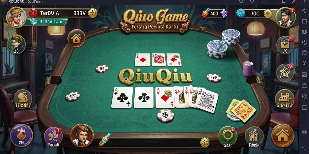 Gameplay seru QiuQiu dalam aplikasi 333V yang penuh tantangan.