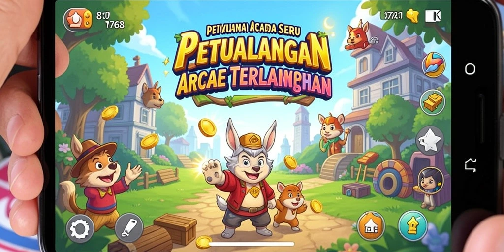 Screenshot gameplay 8768 menunjukkan aksi mendebarkan di level arcade.