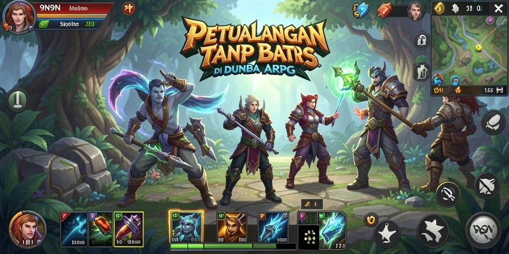 Tangkapan layar gameplay ARPG 9N9N dengan aksi pertempuran yang spektakuler.
