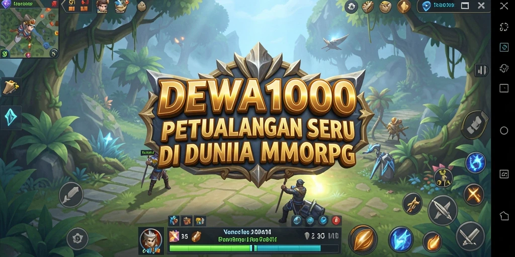 Screenshot DEWA1000 menampilkan pertarungan seru antara karakter di dungeon.