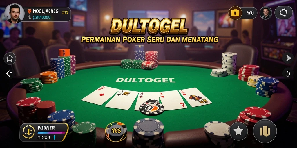 Tampilan permainan poker yang mengasyikkan dalam DULTOGEL.