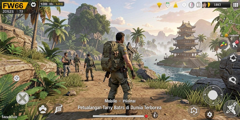 Tangkapan layar gameplay FW66 yang menampilkan dunia terbuka yang luas.