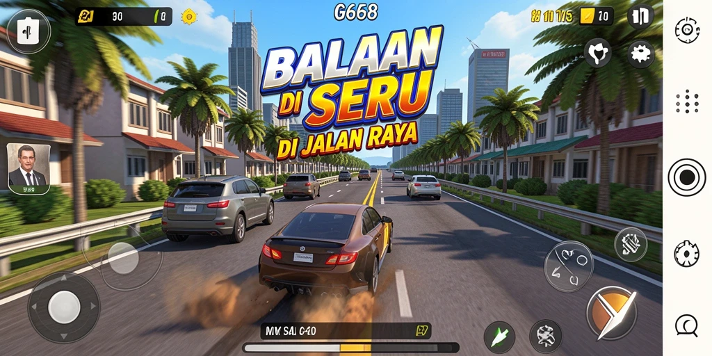 Tampilan gameplay seru G668 dengan aksi balapan yang mendebarkan.