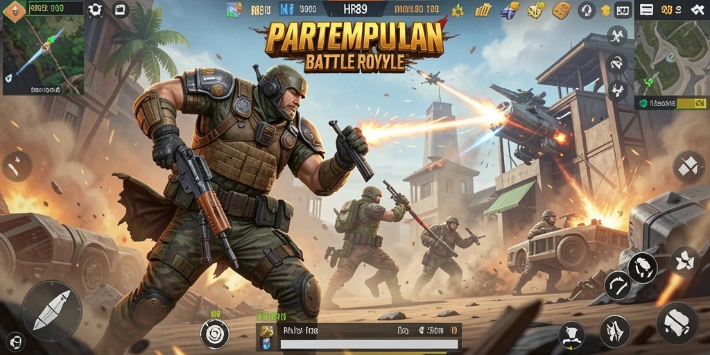 Screenshot HR89 menampilkan aksi seru dalam pertandingan Battle Royale.