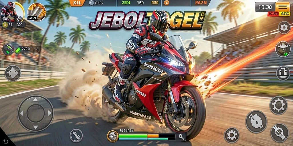 Gameplay seru dan menegangkan dalam JEBOLTOGEL dengan balapan motor.