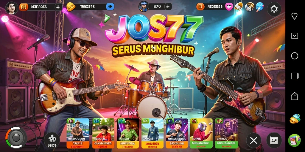 Screenshot gameplay JOS77 menunjukkan pemain berinteraksi dengan musik.