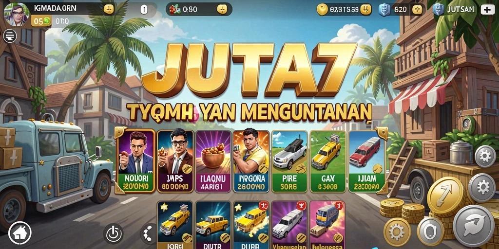 Tampilan gameplay JUTA7 yang menampilkan pengalaman berbisnis yang seru.