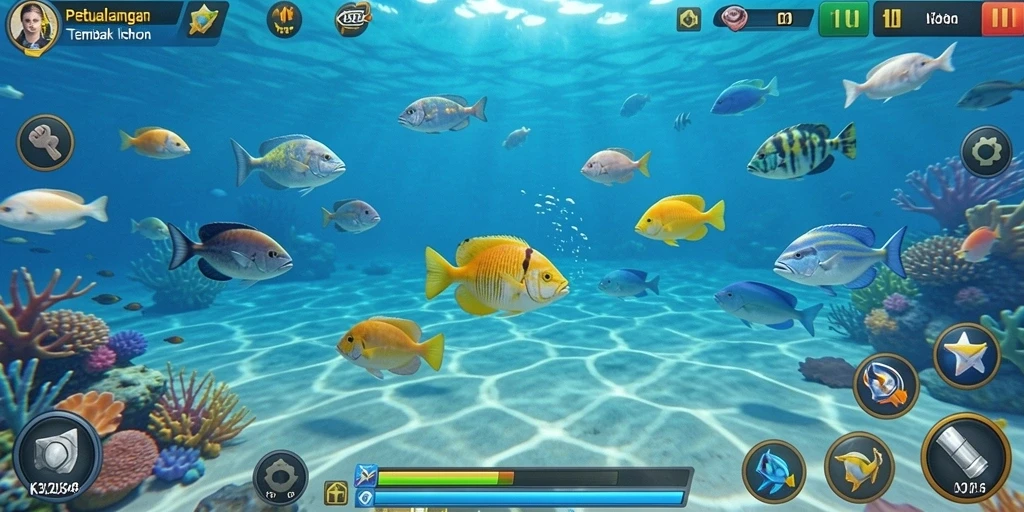Screenshot gameplay K234 menampilkan aksi Tembak Ikan yang seru.