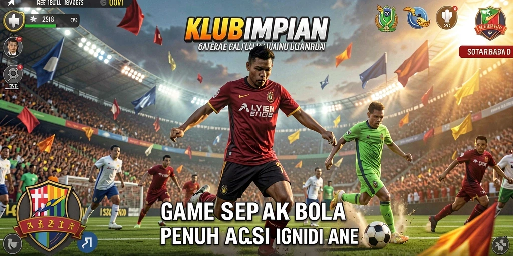 Tampilan gameplay seru dalam KLUBIMPIAN dengan aksi sepak bola nyata.