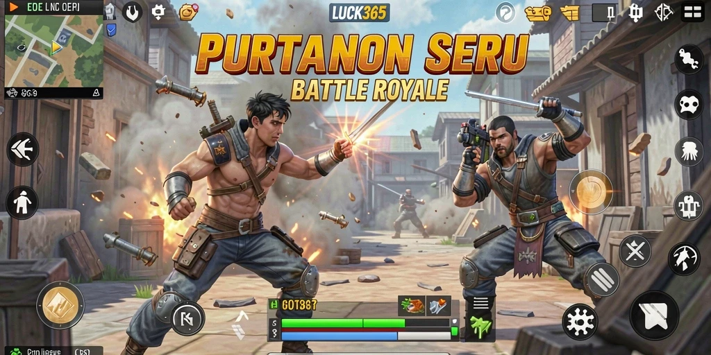 Tampilan gameplay <strong>LUCK365</strong> yang menegangkan dalam pertempuran Battle Royale.