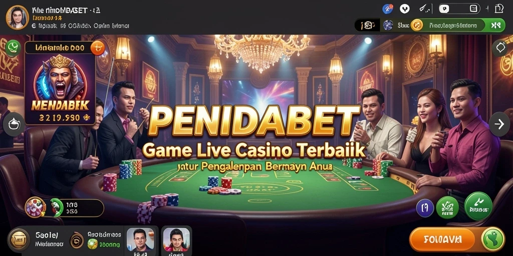 Screenshot PENIDABET menunjukkan dealer profesional sedang memandu permainan Live Casino.