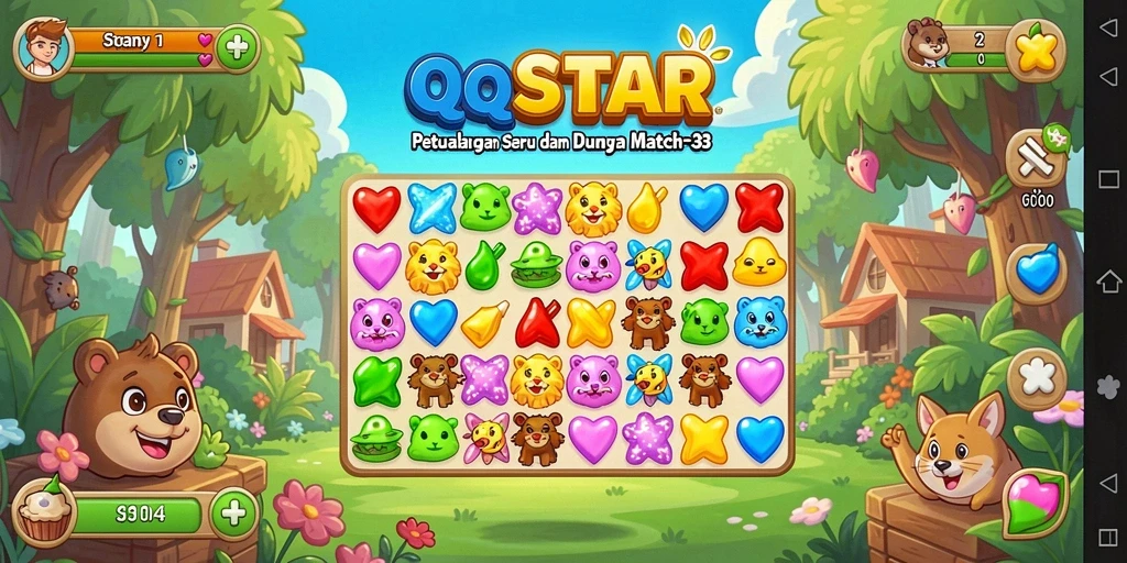 Tampilan gameplay seru dan penuh warna dari QQSTAR.