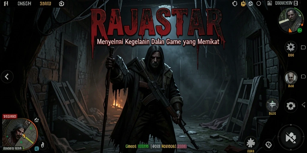 Screenshot gameplay menegangkan RAJASTAR yang memperlihatkan kegelapan dan ketegangan.