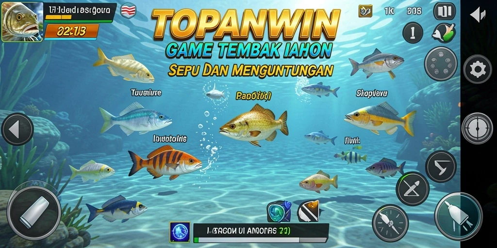 Screenshot gameplay TOPANWIN menampilkan aksi menembak ikan yang seru.