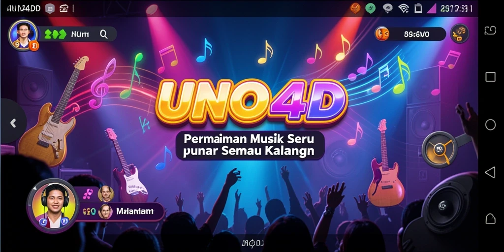 Screenshot gameplay UNO4D menampilkan momen bermain musik yang seru.